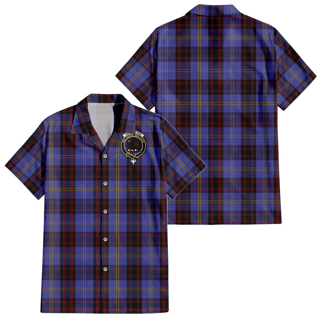 Rutherford Tartan Hawaiian Shirt with Family Crest