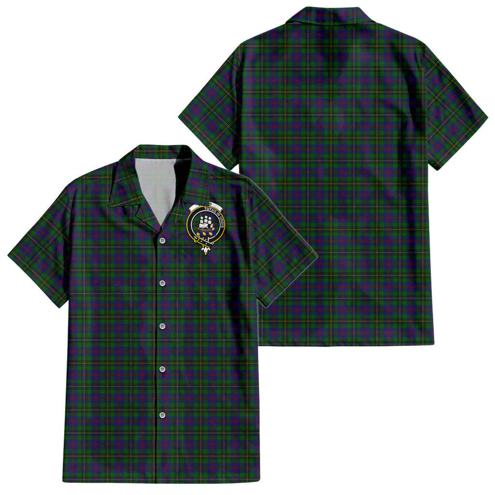 Wood Tartan Hawaiian Shirt with Family Crest