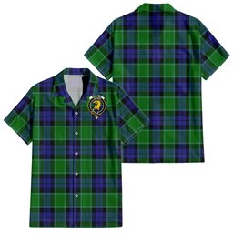 Haldane Tartan Hawaiian Shirt with Family Crest