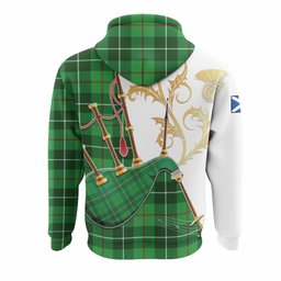 Boyle Tartan Family Crest Hoodie Bagpipes with Scottish Thistle