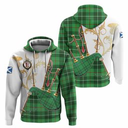 Boyle Tartan Family Crest Hoodie Bagpipes with Scottish Thistle