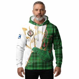Boyle Tartan Family Crest Hoodie Bagpipes with Scottish Thistle