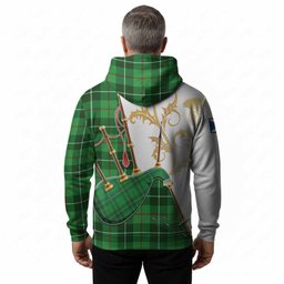 Boyle Tartan Family Crest Hoodie Bagpipes with Scottish Thistle