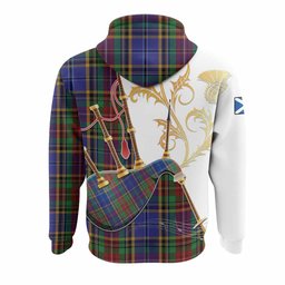 Beattie (Beatty) Tartan Family Crest Hoodie Bagpipes with Scottish Thistle