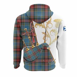 Beaton Tartan Family Crest Hoodie Bagpipes with Scottish Thistle