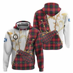 Charteris Tartan Family Crest Hoodie Bagpipes with Scottish Thistle