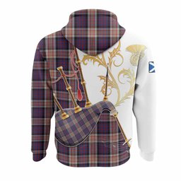 Carnegie Tartan Family Crest Hoodie Bagpipes with Scottish Thistle