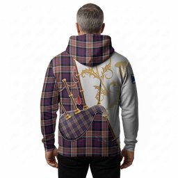 Carnegie Tartan Family Crest Hoodie Bagpipes with Scottish Thistle