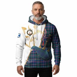 Cooper Tartan Family Crest Hoodie Bagpipes with Scottish Thistle