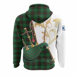 Anstruther Tartan Family Crest Hoodie Bagpipes with Scottish Thistle