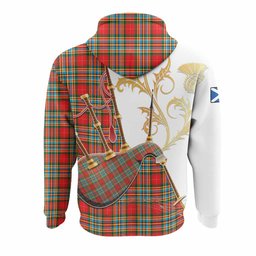 Chattan Tartan Family Crest Hoodie Bagpipes with Scottish Thistle