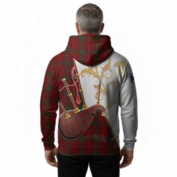 Carruthers Tartan Family Crest Hoodie Bagpipes with Scottish Thistle
