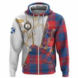 Blane Tartan Family Crest Hoodie Bagpipes with Scottish Thistle