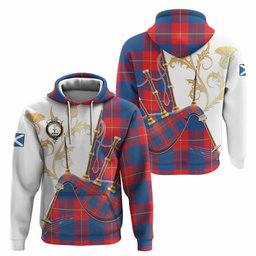 Blane Tartan Family Crest Hoodie Bagpipes with Scottish Thistle