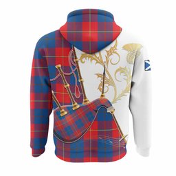 Blane Tartan Family Crest Hoodie Bagpipes with Scottish Thistle