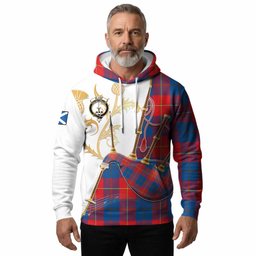 Blane Tartan Family Crest Hoodie Bagpipes with Scottish Thistle