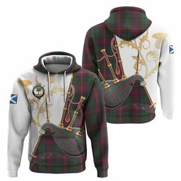 Cairns Tartan Family Crest Hoodie Bagpipes with Scottish Thistle