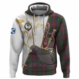 Cairns Tartan Family Crest Hoodie Bagpipes with Scottish Thistle