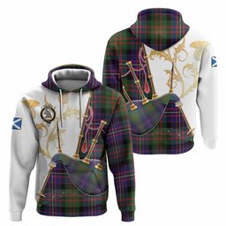 Chalmers Tartan Family Crest Hoodie Bagpipes with Scottish Thistle