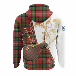 Boyd Tartan Family Crest Hoodie Bagpipes with Scottish Thistle