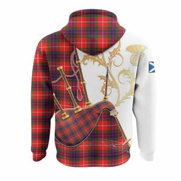 Abernethy Tartan Family Crest Hoodie Bagpipes with Scottish Thistle