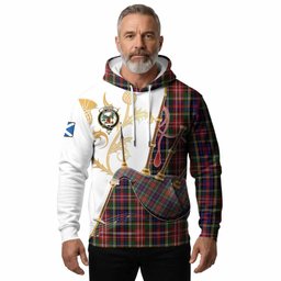 Christie Tartan Family Crest Hoodie Bagpipes with Scottish Thistle