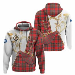 Binning Tartan Family Crest Hoodie Bagpipes with Scottish Thistle