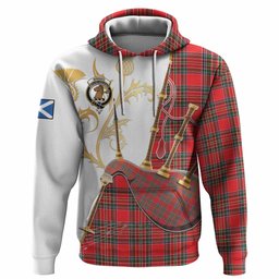 Binning Tartan Family Crest Hoodie Bagpipes with Scottish Thistle