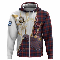 MacLachlan (McLachlan) Tartan Family Crest Hoodie Bagpipes with Scottish Thistle