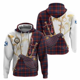MacLachlan (McLachlan) Tartan Family Crest Hoodie Bagpipes with Scottish Thistle