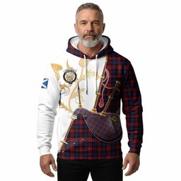 MacLachlan (McLachlan) Tartan Family Crest Hoodie Bagpipes with Scottish Thistle