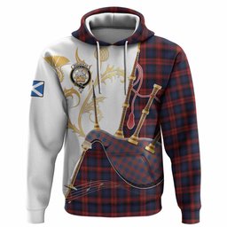 MacLachlan (McLachlan) Tartan Family Crest Hoodie Bagpipes with Scottish Thistle