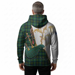 Cranstoun (Cranston) Tartan Family Crest Hoodie Bagpipes with Scottish Thistle