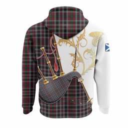 Borthwick Tartan Family Crest Hoodie Bagpipes with Scottish Thistle