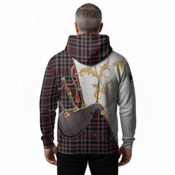 Borthwick Tartan Family Crest Hoodie Bagpipes with Scottish Thistle