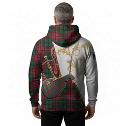 MacCulloch (McCulloch) Tartan Family Crest Hoodie Bagpipes with Scottish Thistle