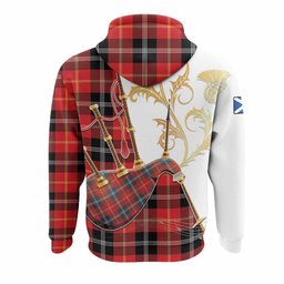 Majoribanks Tartan Family Crest Hoodie Bagpipes with Scottish Thistle