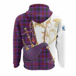 Montgomery Tartan Family Crest Hoodie Bagpipes with Scottish Thistle