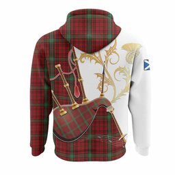 Morrison Tartan Family Crest Hoodie Bagpipes with Scottish Thistle
