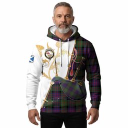MacDonald (McDonald) Tartan Family Crest Hoodie Bagpipes with Scottish Thistle