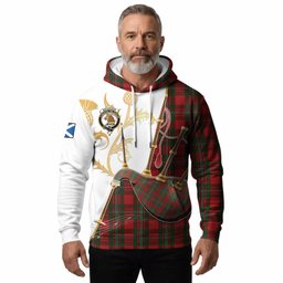 MacGregor (McGregor) Tartan Family Crest Hoodie Bagpipes with Scottish Thistle