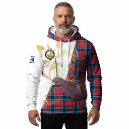 MacTavish (McTavish) Tartan Family Crest Hoodie Bagpipes with Scottish Thistle