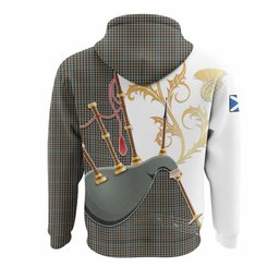 Haig Tartan Family Crest Hoodie Bagpipes with Scottish Thistle