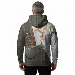 Haig Tartan Family Crest Hoodie Bagpipes with Scottish Thistle