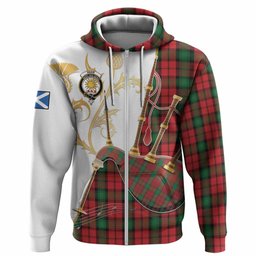 Kerr Tartan Family Crest Hoodie Bagpipes with Scottish Thistle