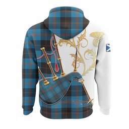 Horsburgh Tartan Family Crest Hoodie Bagpipes with Scottish Thistle