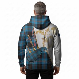 Horsburgh Tartan Family Crest Hoodie Bagpipes with Scottish Thistle