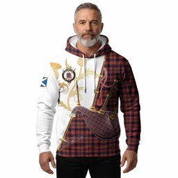 Ogilvie (Ogilvy) Tartan Family Crest Hoodie Bagpipes with Scottish Thistle