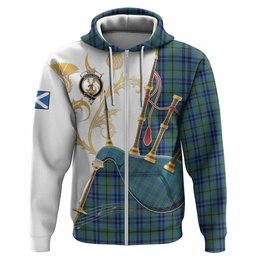 Keith Tartan Family Crest Hoodie Bagpipes with Scottish Thistle