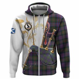 MacDonell (McDonell) Tartan Family Crest Hoodie Bagpipes with Scottish Thistle
